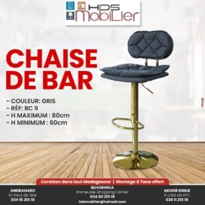 Chaise Bar simili cuir - MH BC9 GRIS