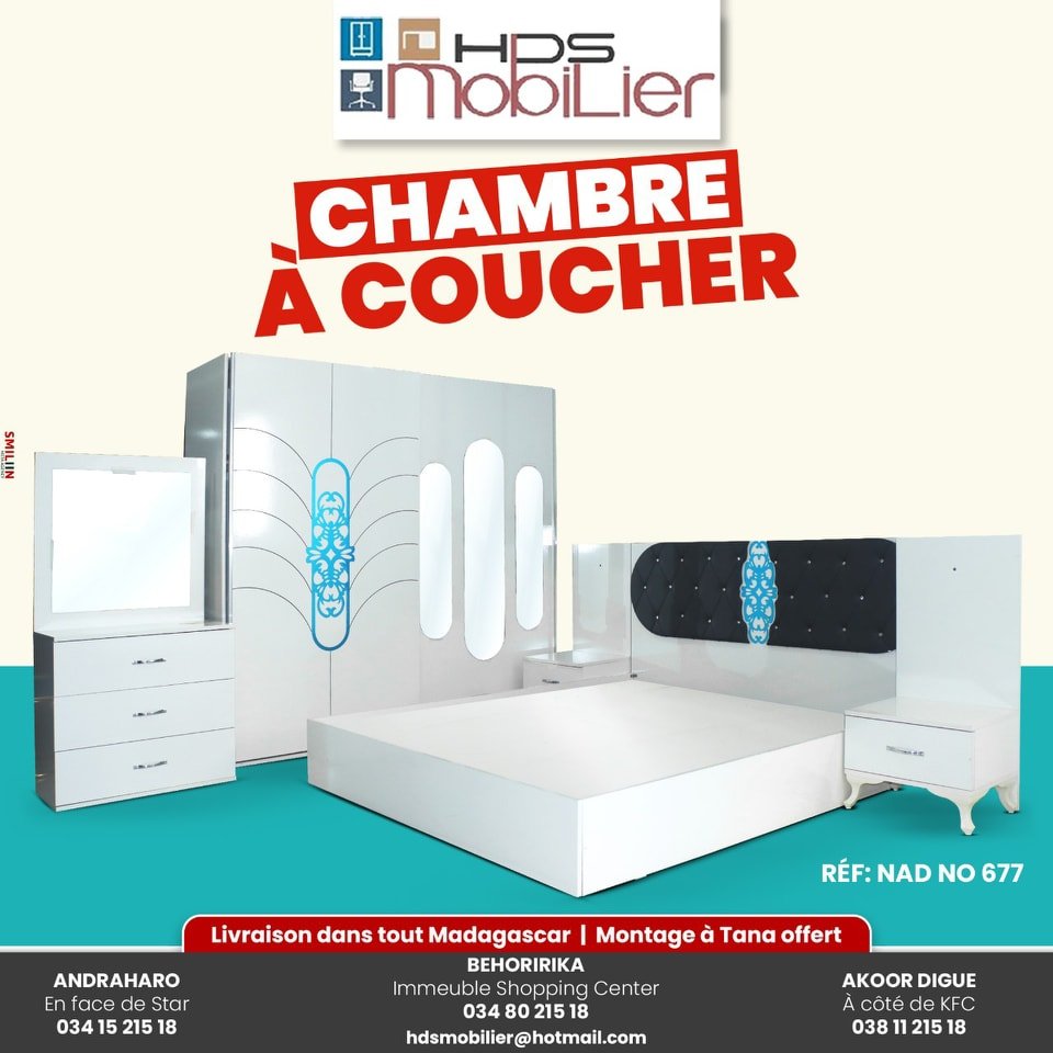 CHAMBRE A COUCHER COMPLET WHITE BLUE - NAD NO677