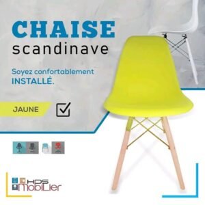 Chaise scandinave plastique pied bois Jaune - UAO83