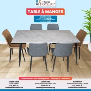 Table à manger avec 6 chaise simili cuir 1M60-116-160