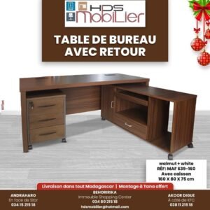 Table de bureau avec retour MAF 639-160