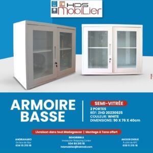 Armoire basse semi-vitrée