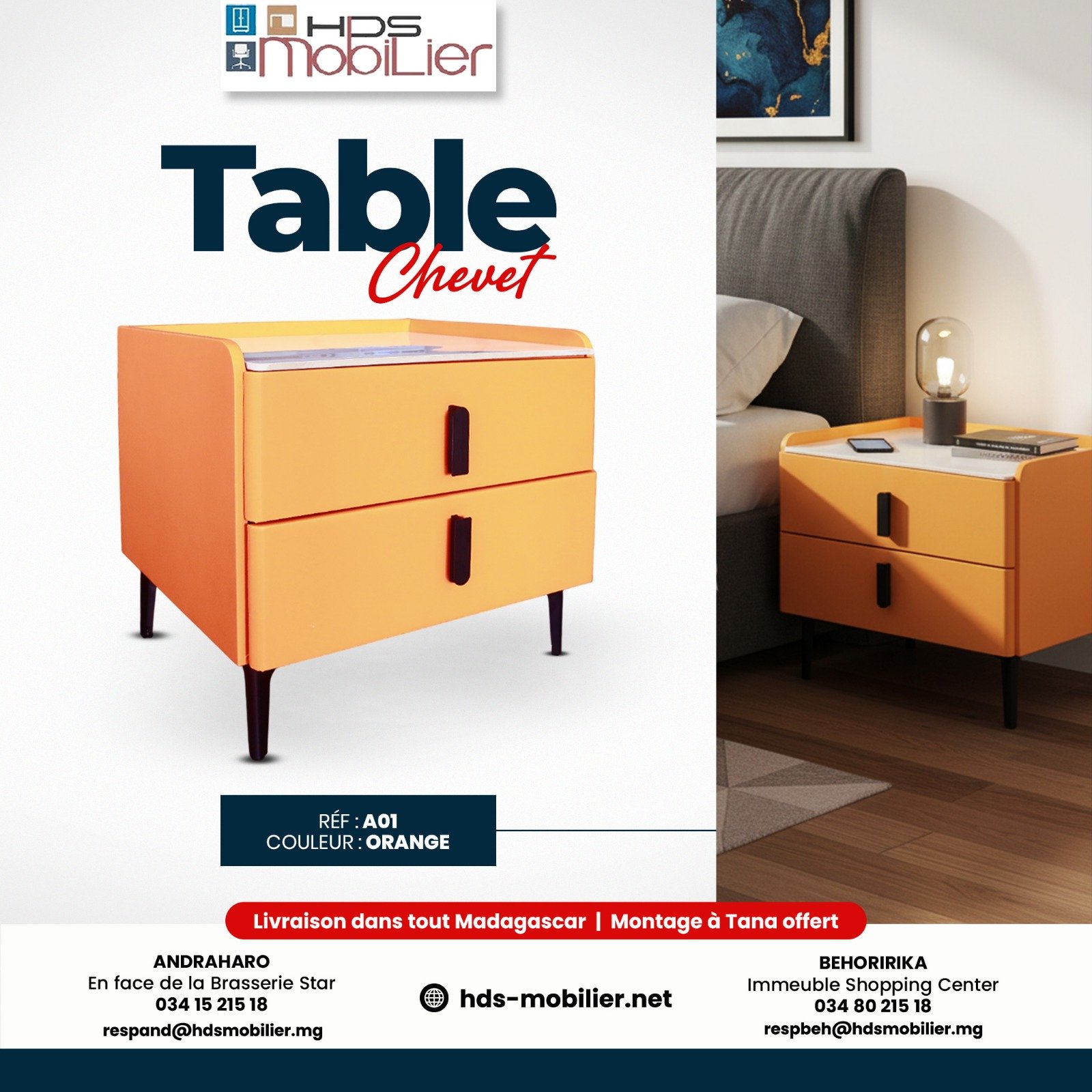 Table de Chevet A01 – Orange