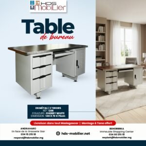 Table de bureau Métal C06 Cherry White