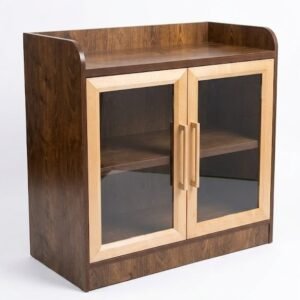 Armoire Basse Vitrée Mélamine — Réf : HX-114-XA-17-C2 BROWN