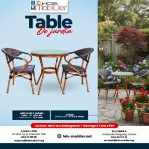 Salon de Jardin Vitré avec 2 Chaises – Réf: H25-A12