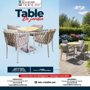 Ensemble Table de Jardin Ronde avec 4 Chaises – Réf: H25-A8