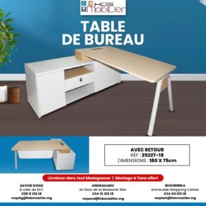 Table de Bureau d'Angle avec Retour — HDS Mobilier (Réf. : 2522T-18)