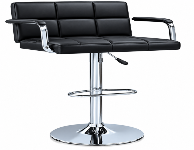 Tabouret de bar en cuir noir chromé